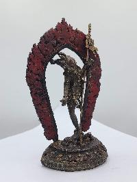 Buddhist Handmade Statue Of Akash Yogini, [antique], [chocolate Oxidized]