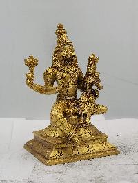Buddhist Statue Of Narsingh And Laxmi, Sand Casting, Glossy Finishing