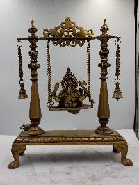 Buddhist Statue Of Ganesh Playing Swing, Sand Casting, Glossy Finishing