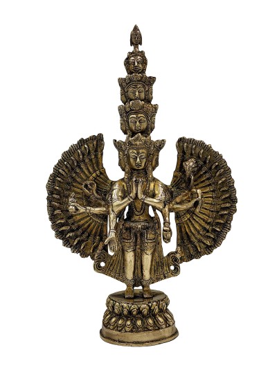 Buddhist Statue Of 1000 Arms, Sahasrabhuja Avalokitesvara, Sand Casting, Glossy Finishing