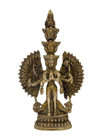 Buddhist Statue Of 1000 Arms, Sahasrabhuja Avalokitesvara, Sand Casting, Glossy Finishing