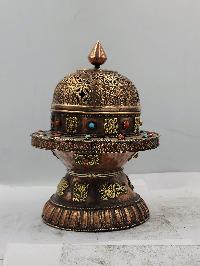 Buddhist Handmade Incense Burner, Sand Casting, [stone Setting]
