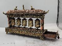 Buddhist Handmade Table Top 5 Prayer Wheel With Incense Burner, And Holder Sand Casting