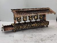 Buddhist Handmade Table Top 5 Prayer Wheel With Incense Burner, And Holder Sand Casting