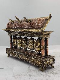 Buddhist Handmade Table Top 5 Prayer Wheel With Incense Burner, And Holder Sand Casting