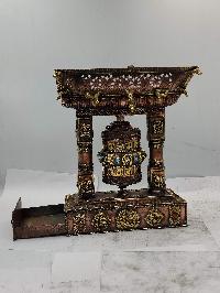 Buddhist Handmade Table Top Prayer Wheel, With Incense Burner And Incense Holder, [stone Setting]