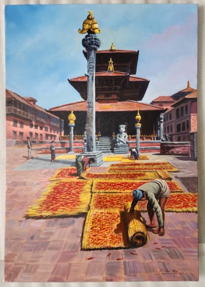 Nyatapola Temple [oil Colour Painting], Nepali Art