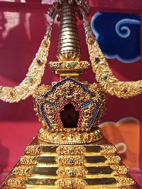 Buddhist Handmade Stupa, With [gold Plated], [stone Setting]