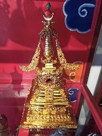 Buddhist Handmade Stupa, With [gold Plated], [stone Setting]
