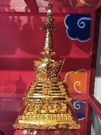 Buddhist Handmade Stupa, With [gold Plated], [stone Setting]