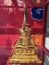Buddhist Handmade Stupa, With [gold Plated], [stone Setting]