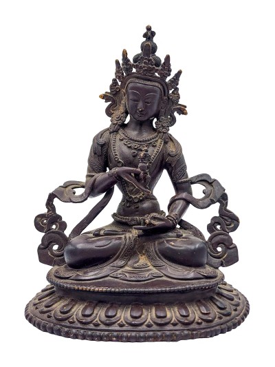 [old Stock], Buddhist Handmade Statue Of Vajrasattva, [antique Finishing], [chocolate Oxidized]