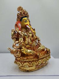 Buddhist Handmade Statue Of Ganesh, [full Fire Gold Plated], [face Painted]