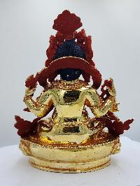 Buddhist Handmade Statue Of Ganesh, [full Fire Gold Plated], [face Painted]