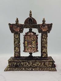 Buddhist Handmade Table Prayer Wheel With Mantra Inside, [stone Setting]