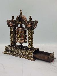 Buddhist Handmade Table Prayer Wheel With Mantra Inside, [stone Setting]