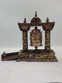 Buddhist Handmade Table Prayer Wheel With Mantra Inside, [stone Setting]