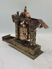 Buddhist Handmade Table Prayer Wheel With Mantra Inside, [stone Setting]