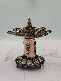 Hand Beaten Metal Dhakya Cup Withshakyamuni Buddha And Ashtamangala