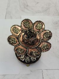 Hand Beaten Metal Dhakya Cup Withshakyamuni Buddha And Ashtamangala