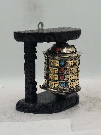 Buddhist Handmade Wall Prayer Wheel With Mantra Inside, [stone Setting], Wall Mountable