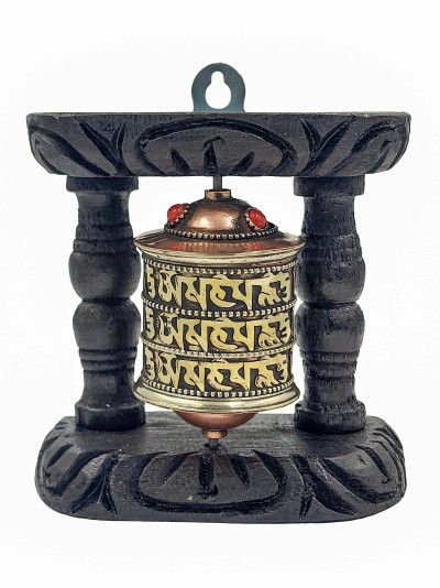 Buddhist Handmade Wall Prayer Wheel With Mantra Inside, [stone Setting], Wall Mountable