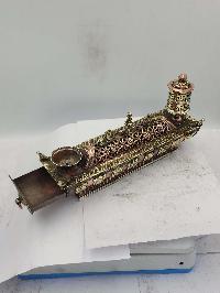 Hand Beaten Tibetan Incense Burner With Prayer Wheel, Antique Finishing
