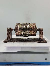 Buddhist Handmade Wall Prayer Wheel With Mantra Inside, Ashtamangala, Wall Mountable, Wall Mountable