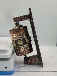 Buddhist Handmade Wall Prayer Wheel With Mantra Inside, Ashtamangala, Wall Mountable, Wall Mountable