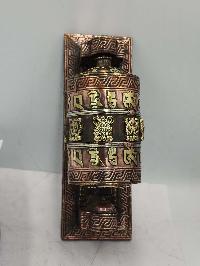 Buddhist Handmade Wall Prayer Wheel With Mantra Inside, Ashtamangala, Wall Mountable, Wall Mountable