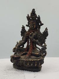 Buddhist Statue Of Green Tara, [sand Casting], [black Oxidized], [antique Finishing]