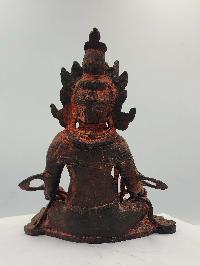 Buddhist Statue Of Yellow Jambhala, [sand Casting], [black Oxidized], [antique Finishing]