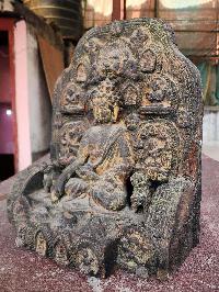 Buddhist Handmade Clay And Wooden Statue Of Shakyamuni Buddha On Throne [antique]
