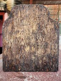 Buddhist Handmade Clay And Wooden Statue Of Shakyamuni Buddha On Throne [antique]