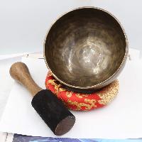 Buddhist Hand Beaten [moon] Singing Bowl, With Plain Design, [select Accessories]