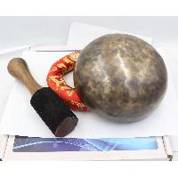 Buddhist Hand Beaten [moon] Singing Bowl, With Plain Design, [select Accessories]