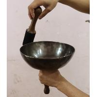 Buddhist Hand Beaten Jambati Singing Bowl, With Handle, [select Accessories]