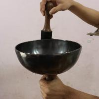 Buddhist Hand Beaten Jambati Singing Bowl, With Handle, [select Accessories]