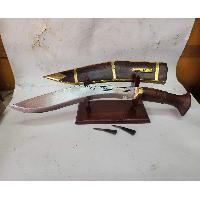 [12 Inch], [dhankute Khukuri], Gurkha Knife - With Leather Cover And Stand, Nepali Machete