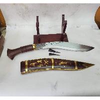 [12 Inch], [dhankute Khukuri], Gurkha Knife - With Leather Cover And Stand, Nepali Machete