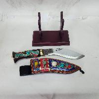 [6 Inch], [khukuri], Gurkha Knife - [mini Jungle Safari] With Leather Cover And Stand, Nepali Machete, [stone Setting]