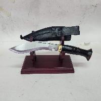 [5 Inch], [biltong Khukuri], Gurkha Knife With Leather Cover And Stand, Nepali Machete, [stone Setting]
