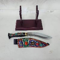 [5 Inch], [biltong Khukuri], Gurkha Knife With Leather Cover And Stand, Nepali Machete, [stone Setting]