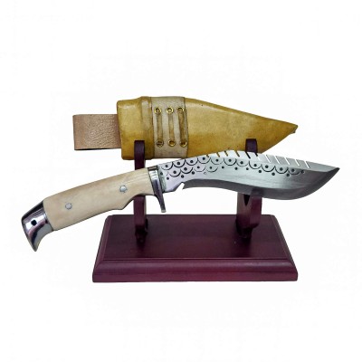 [5 Inch], [khukuri], Gurkha Knife - [eagle Dragon Design With Bone Handle], Nepali Machete With Leather Cover And Stand