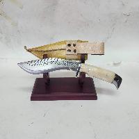 [5 Inch], [khukuri], Gurkha Knife - [eagle Dragon Design With Bone Handle], Nepali Machete With Leather Cover And Stand