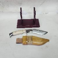 [5 Inch], [khukuri], Gurkha Knife - [eagle Dragon Design With Bone Handle], Nepali Machete With Leather Cover And Stand