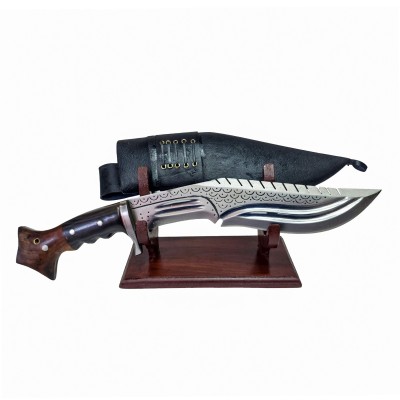 [10 Inch], [khukuri], Gurkha Knife With Leather Cover And Stand, Nepali Machete, [double Dragon Design]
