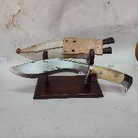 [8 Inch], [khukuri], Gurkha Knife With Leather Cover And Stand, Nepali Machete, [bone Handle]