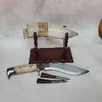 [8 Inch], [khukuri], Gurkha Knife With Leather Cover And Stand, Nepali Machete, [bone Handle]