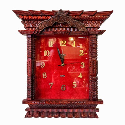 Traditional Newari Wooden Hand Carved [windows Design Wall Watch], Natural Wood
